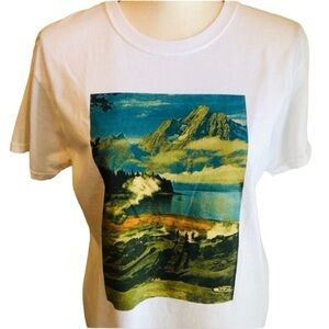 Graphic Tee Artist Collage Scenic Landscape Handmade
